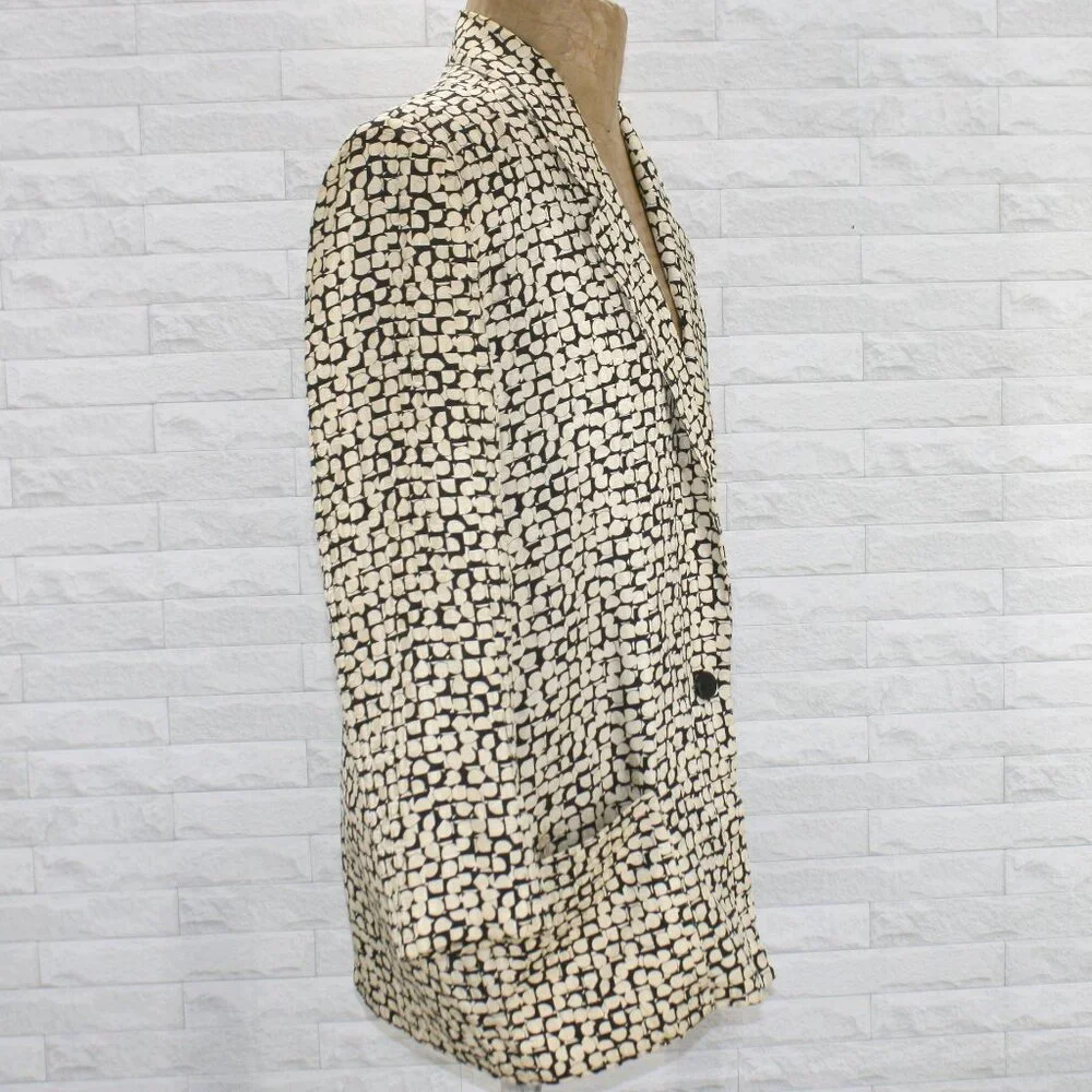 VINTAGE LIZ CLAIBORNE Silk Blazer Jacket Oversized Geometric Abstract Black 8 - Picture 5 of 16